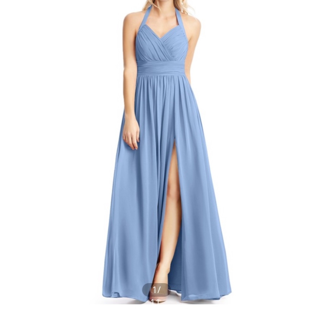 Azazie Veronica dress, size 6, Steel Blue